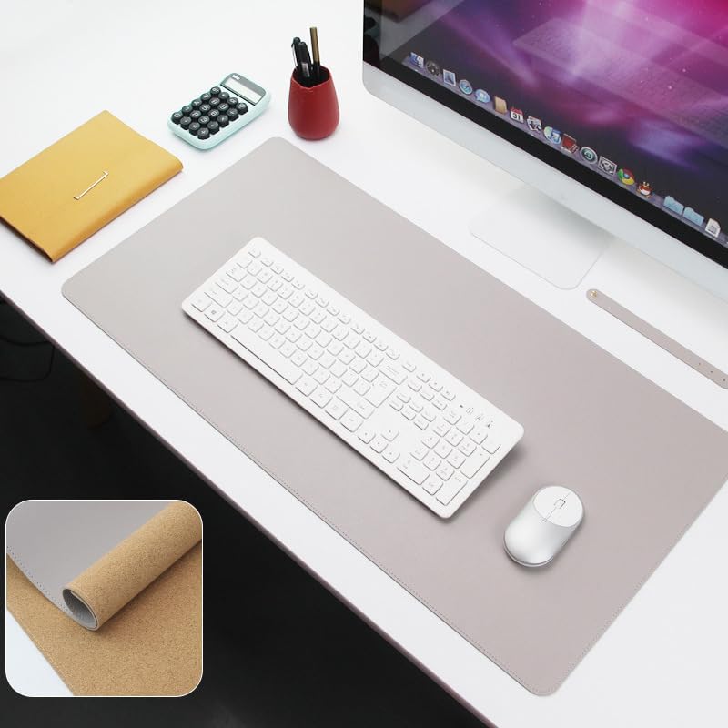 Ruby Lil Natural Cork Large Desk Blotter Protector,Waterproof Office Desk Pad with Stitched Edge,Grey,140x70cm by RubyLil