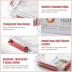 Clear Document Box, Portable A4 Paper Storage Organizer with Snap Latches, Stackable File Case for Certificates Photos Letter Size, Magazine Protector, 14.37" x 9.44" x 1.37" (2 Pack), Red - Image 3