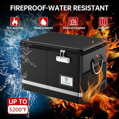 5200°F Fireproof Document Box, Foldable File Organizer with Lock - Image 3