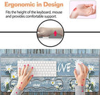 Ergonomic Keyboard Wrist Rest and Mouse Pad Wrist Rest Set,Dreamy Daisy Vintage Wood Board Live Laugh Love Large XXL Gaming Desk Mat 31.5"x 11.8",Non-Slip Base, Memory Foam,Easy Typing Pain Relief - Image 6