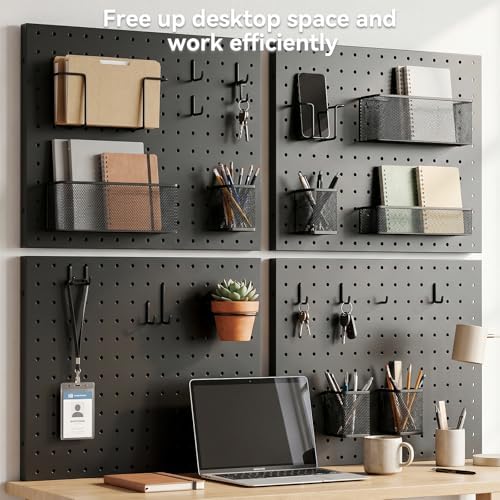 Black Peg Board Wall Organizer Heavy Duty Metal 4 Pegboard - Image 3