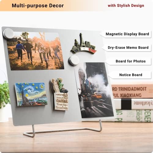 Large Magnetic Bulletin Board – Dry Erase Memo Board with Stand – Metal Easel for Magnet Display – 12x10 Inches + 4 Magnets - Image 3