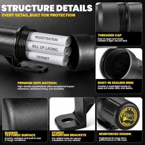 4 Pcs Truck Registration Document Holder Tube 3.5 Inch Diameter Waterproof Registration Holder for Semi Truck Trailer Fleet Vehicles Heavy Duty Storage Tube for Permits Insurance Papers - Image 6