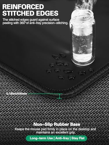 Mouse Pad, Office Desk Mat, Large Gaming Mousepad with Superior Micro-Weave Cloth, XXL Desk Pad with Stitched Edges, Non-Slip Writing Pad for Gamer, Laptop, Work & Home - Image 5