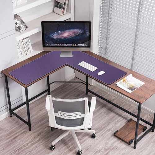 Mydours L-Shape Desk Pad, (38"+38") x13 Large PU Leather Corner Mat, Purple - Image 2