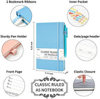 feela 5 Pack Notebooks Journals Bulk, Hardcover Classic Ruled Lined Journals with Pen Holder for Women Girls School Business Supplies, with 5 Black Pens, 120 GSM, 5.1”x8.3”, A5, Mild Colors - Image 2