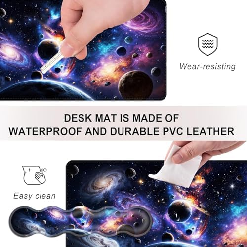Mouse Pad,Large Desk Mat Set, 4in1 XL Mousepad + Keyboard Wrist Rest+Mouse Wrist Rest+Coaster with Ergonomic Desk Pad for Home Office Table Computer Cover -Planet Sky Star - Image 3