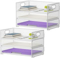 Marbrasse 3 Tier Paper Organizer Letter Tray, Mesh File Organizer with Handle, Paper Sorter Desk Organizer for Home Office Supplies - 2p White by Marbrasse