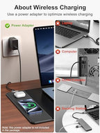 TopMade Mouse Pad with 15W Fast Wireless Charging, 31.5"x15.75" XXL Large Gaming Waterproof Desk Pad with Ultra-Smooth Surface, Non-Slip Base, Computer Desk Mat for MacBook, PC, Laptop, Black - Image 5