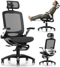 GABRYLLY Ergonomic Office Chair, High Back Home Desk Chair with Footrest,3D Headrest, Flip-Up Arms, 135° Tilt and Wide Cushion, Heavy Duty Mesh Chairs for Task Computer Gaming, Black by GABRYLLY