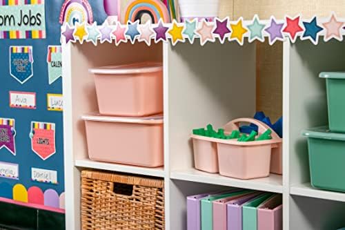 Teacher Created Resources Blush Portable Plastic Storage Caddy 6-Pack for Classrooms, Kids Room, and Office Organization, 3 Compartments - Image 5