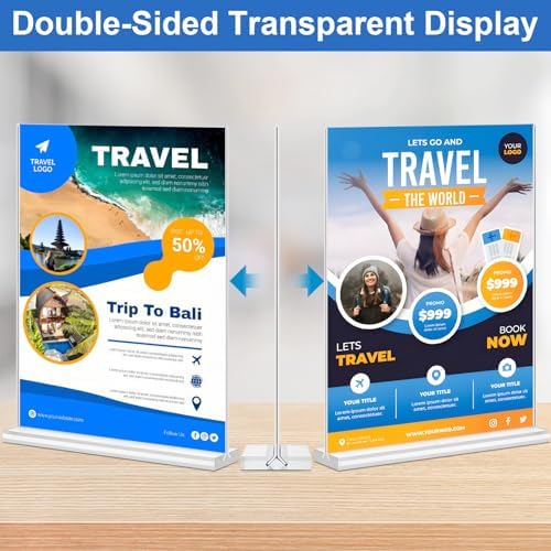Acrylic Sign Holder 8.5 x 11,10 Pack Clear Sign Holder Double Sided Table Menu Vertical Desktop Display Stand Paper Flyer Holder Tabletop Sign Holder Suitable for Restaurants, Office, Store, Hotels - Image 4