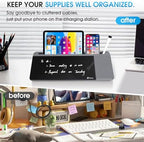 Varhomax Glass Desk Whiteboard with Wireless Charger, Desktop Organizer - Image 4