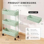 FOCHIER F Utility Slim Storage Cart,3-Tier Rolling Kitchen Office Laundry Room Cart with Wheels,Mobile Shelving Unit Organizer for Living Room,Bathroom, Baby Diaper,Art,Dining Room Narrow Places - Image 2