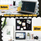 Gueevin 3pack Magnetic Board for Wall 16.1" x 13" Magnet Bulletin Board to Display Scalloped Magnetic Letters, Numbers, Notes for Refrigerator, Cubicle, Cabinet, Come with Tapes and Screws(Black) - Image 5
