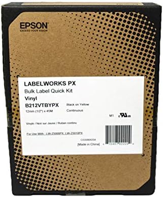 Epson LABELWORKS B212VTBYPX Bulk Vinyl Tape - Black on Yellow - 1/2" (12mm) - Image 3