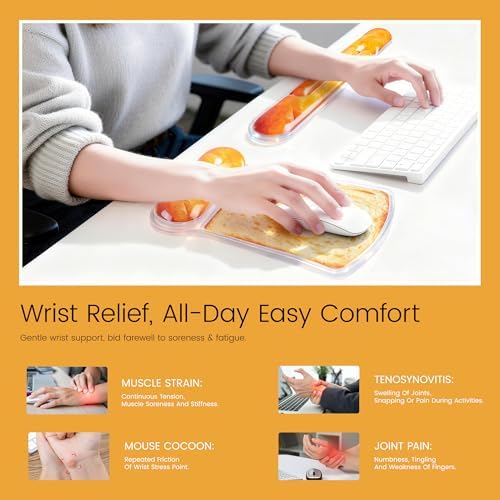 Ospelelf Mouse Pad and Keyboard Wrist Rest Cute Funny Gel Mousepad Set, Support for Typing Gaming, Relieve Wrist Pain, Cool & Easy to Clean, for Office, Programmer, Home Computer Use, Butter Bread - Image 2