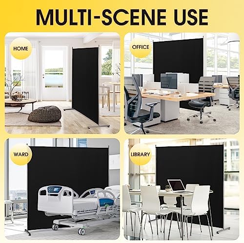 RANTILA Single Large Panel Room Divider, Privacy Screen for Office, Partition Separators, Freestanding Divider 71''W x 71''H, Black - Image 4