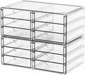 Yieach 2 Pack Acrylic Storage Drawers With 12 Small Drawer,Stackable Office Cabinet Organizer and Makeup Organizer,Clear Plastic Drawers for Craft Supply,Pen,Stationary,Accessory,Makeup,Desk Organizer by Yieach