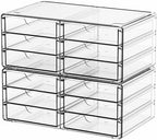 Yieach 2 Pack Acrylic Storage Drawers With 12 Small Drawer,Stackable Office Cabinet Organizer and Makeup Organizer,Clear Plastic Drawers for Craft Supply,Pen,Stationary,Accessory,Makeup,Desk Organizer by Yieach