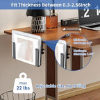 LUKETURE Adjustable Side Laptop Mount, No Drill Laptop Holder, Under Desk Storage, Clamp-On Laptops Stands, Desk Side Mount for Laptops, Mac mini, Keyboard with Anti-Scratch Silicone - Image 4
