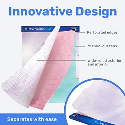 Find It File Folder Notepad, 72-Ct 3rd-Cut Tab Organizer Folders, Tie-Dye - Image 3