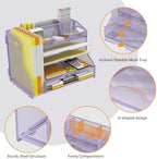 YINGHUA 5-Tier Mesh Desk Organizer and File Holder, Letter Tray - Purple - Image 5