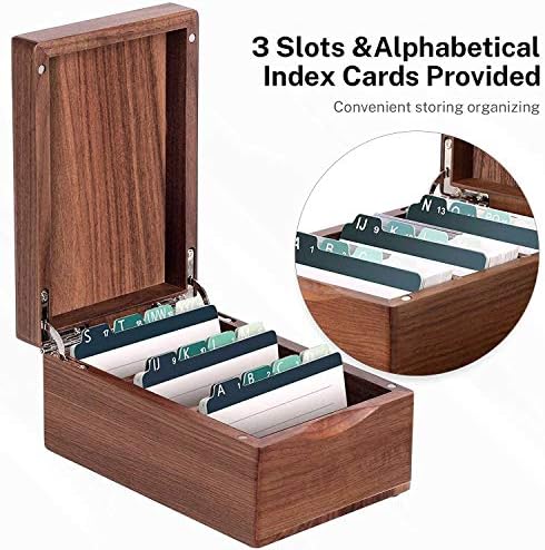 MaxGear Walnut Wood Business Card Organizer for 2.2" x 3.5" Cards - Image 2