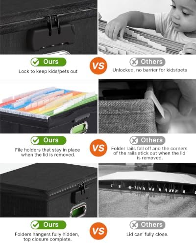 Oterri Lockable File Box Small 2-Pack Hanging Organizer for Letter-Size - Image 3