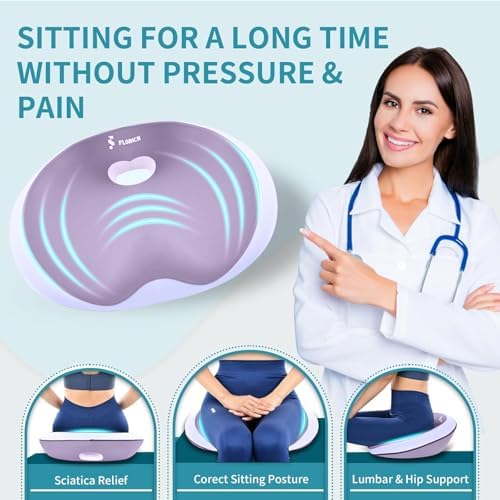 FLORICH Seat Cushion Lumbar Support Pillow for Office Chair, Car Lower Back Support, Ergonomic Desk Chair Pillow for Butt and Back Support of Memory Foam Seat Pad(Purple) - Image 4