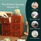 Vintage Card Catalog Drawers for Desktop - 6-Drawer Mini Wood Desktop Cabinet for Office Study Table - Solid Wood Storage Drawers for Table - Mahogany Wood Organizer Cabinet Drawers, Fully Assembled - Image 6