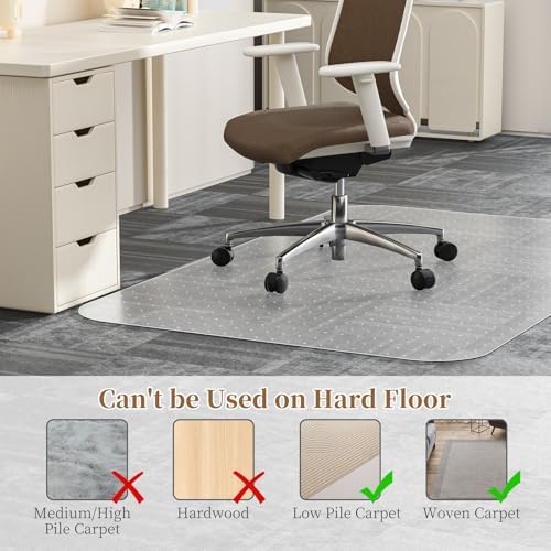 Office Chair Mat for Carpet, 30" X 48" Clear PVC Desk Chair Mat - Image 3