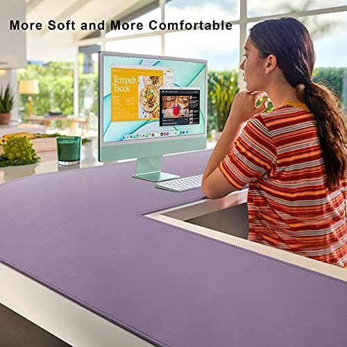 Vyaaa L-Shaped Gaming Mouse Pad, Corner Desk Mat, 43" x 43" x 15.7", Purple - Image 2