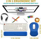 Hokafenle 2 in 1 Ergonomic Mouse Pad Wrist Support & Wrist Rest for Computer Keyboard Set, with Relieve Carpal Tunnel Pain Massage Bulge and Full Memory Gel Design (2In1 Set, Dg Blue) - Image 2