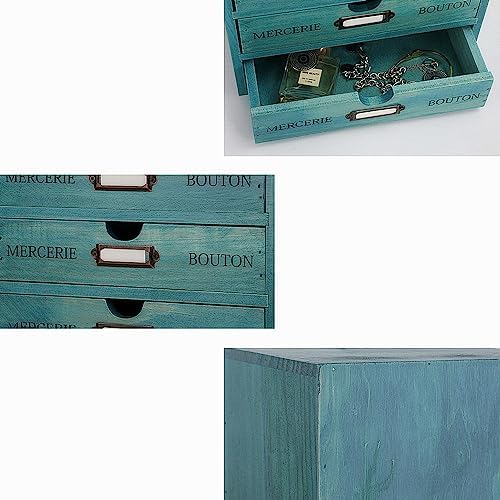 Small Wooden Drawers Wooden Box with Drawer Blue - Image 7