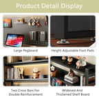 Desk Shelf, 53.1" L 2-Tier Desktop Organizer Desk Hutch Storage Rack with Hole Plate Multi-Functional Workstation Organizer Bookcase Computer Desk for Home Office Dorm Top of Desk - Image 6