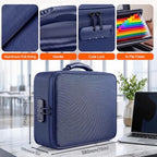 Fireproof Document Box With Lock, 16-Pocket File Organizer, Blue - Image 3