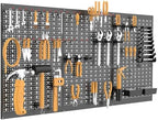 WALMANN Metal Pegboard, Wall Tool Organizer Board with Hooks, 24x48 in by WALMANN