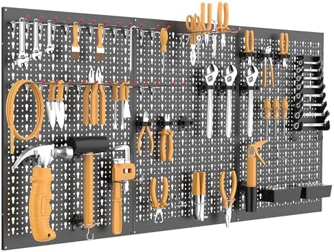 WALMANN Metal Pegboard, Wall Tool Organizer Board with Hooks, 24x48 in by WALMANN