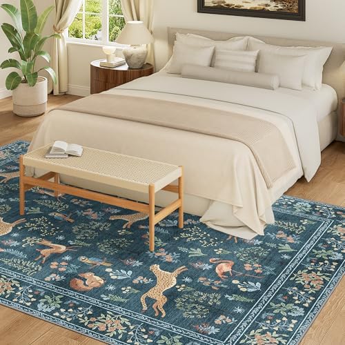 DUKINO 6x9 Area Rug, Washable Animal Living Room Rug Non Slip, Blue - Image 4