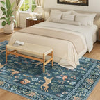 DUKINO 5x7 Area Rugs, Washable Animal Rug for Living Room Non Slip, Blue - Image 5