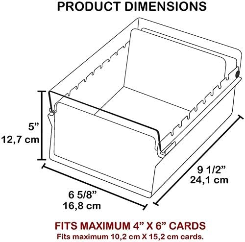 Acrimet 4 x 6 Card File Holder Organizer Box Metal Base Heavy Duty (AZ Index Cards and Divider Included) (Black Color with Clear Crystal Plastic Lid Cover) - Image 6
