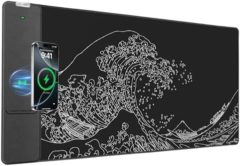 Wireless Charging Mouse Pad, 31.5"x15.8" Large Desk Mat, Smooth Glide by abcmat