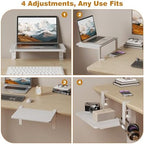 Desk Extender, 15-inch Clamp-On Desk Shelf, Height-Adjustable Desktop Shelf Organizer for Monitors Office and Gaming Accessories, Arm Support Table Extension, 44lbs Heavy Duty, White - Image 7