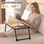 Laptop Bed Desk, 5-Angle Adjustable Bed Laptop Table with Cup Holder - Image 3