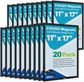 11"x 17" Self Adhesive Sign Holder, Double Sided Window Display Frame with Clear PVC and Strong Magnetic for Office/Home/Store/Door/Glass/Wall (Black, 20Pack) by VAIIGO