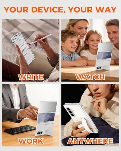 NINKI Wristband for Samsung Galaxy Z Trifold Case with S Pen & Card Slot,Full Screen Hinge Protection Grip for Samsung Z Trifold Phone Case with Handle, Galaxy Z Trifold S Pen Holder Cover Stand White - Image 7
