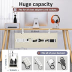 36" Under Desk Cable Management Tray for Home Office, No Drill Cord Organizer for Glass & Wood Table, Anti-Sag Oxford Fabric Wire Management Hider, Fits Surge Protector (Beige, 35.8") - Image 2