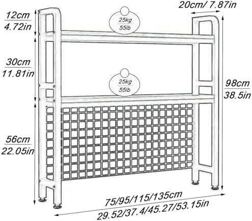 2-Tier Desktop Hutch Bookshelf Metal Desk Shelf Dorm Bookcase for Computer Desk Countertop Storage Organizer Display Rack for Office Home (White, 53.1in) - Image 2