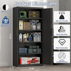 Metal Storage Cabinet with Doors and 4 Shelves, 72x34x18 Garage Storage Cabinets,Tall Black Locking Metal Cabinets with Lock for File, Office, Garage, Home - Image 3